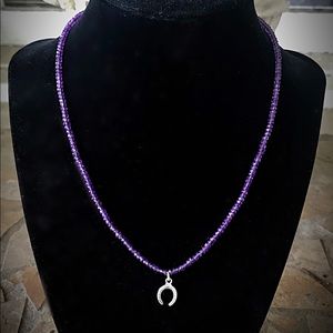 Amethyst necklace with horseshoe charm